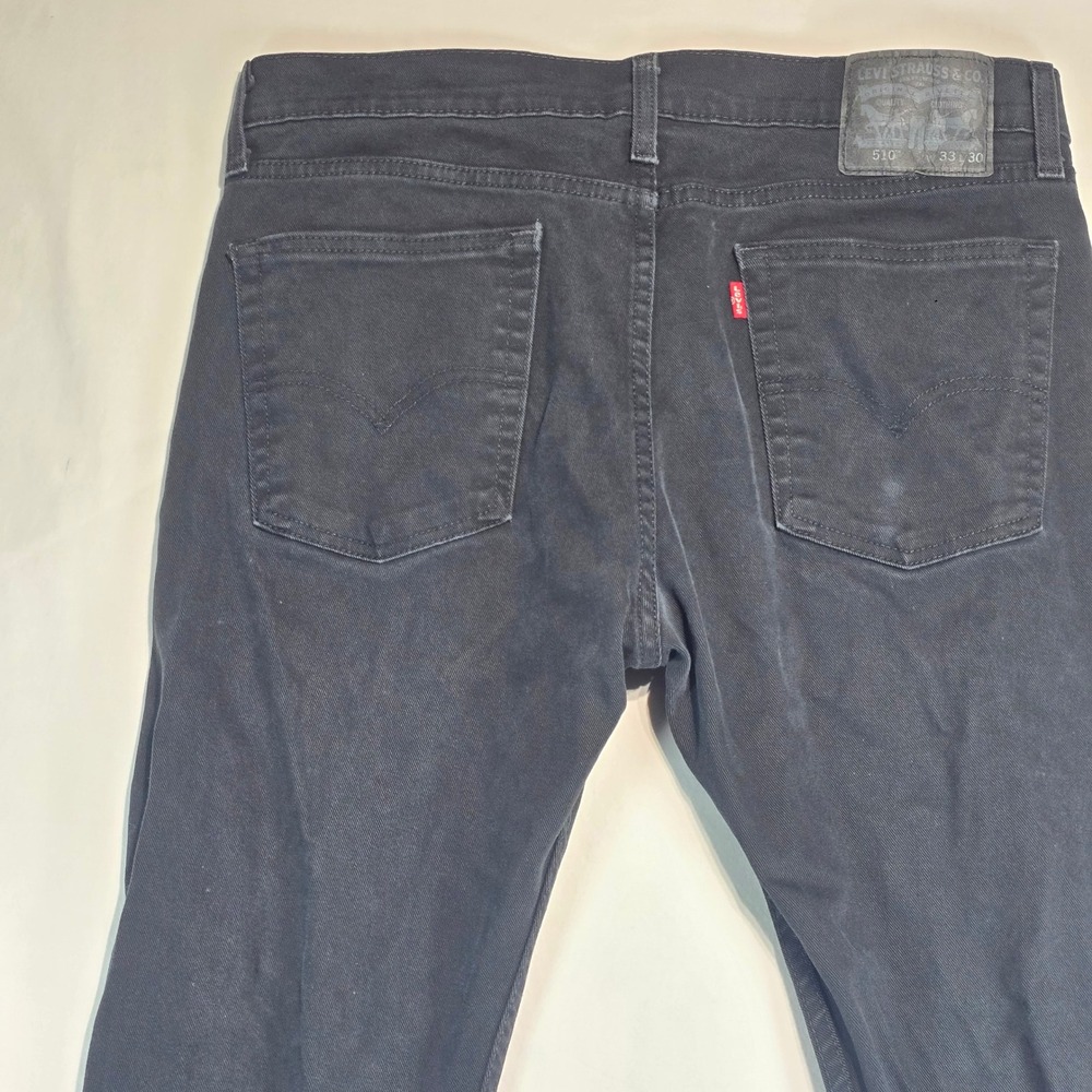 Levis 510 Skinny Fit Black Jeans Mens 33x30 Stretch Denim 05510-4173 - Picture 4 of 16